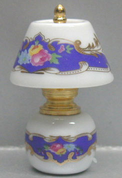 Dollhouse Miniature China/Brass Lamp-Multi Colored